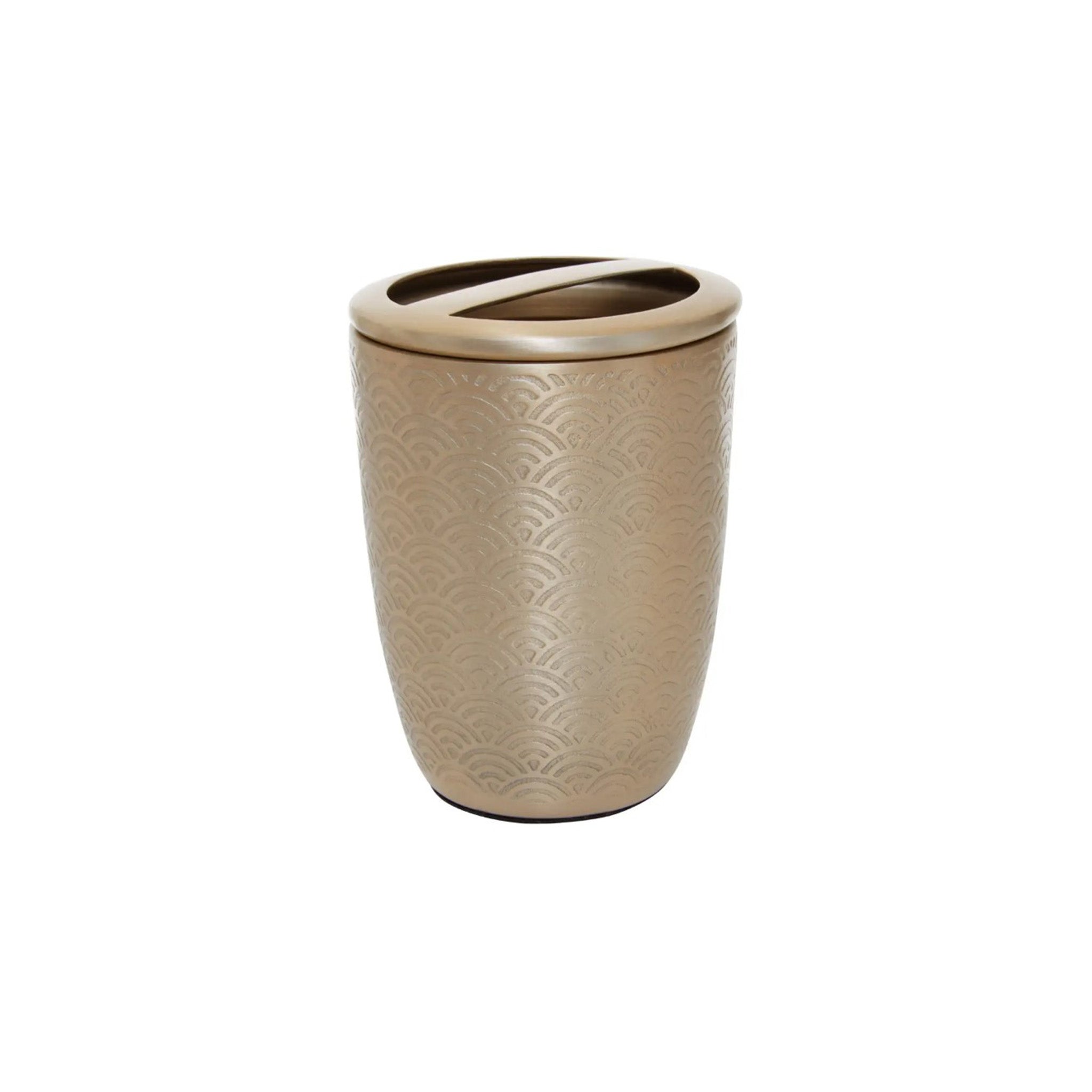 Scallop Etched Gold Finish Toothbrush Holder